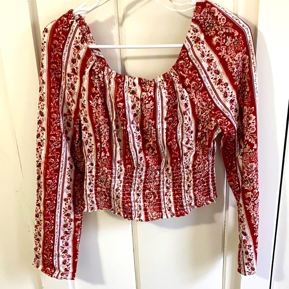 Boho long sleeve crop top